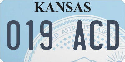 KS license plate 019ACD