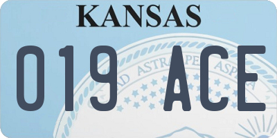 KS license plate 019ACE