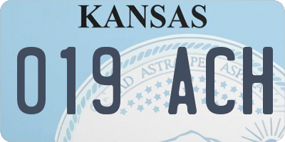 KS license plate 019ACH