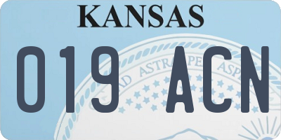 KS license plate 019ACN