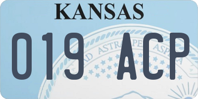 KS license plate 019ACP