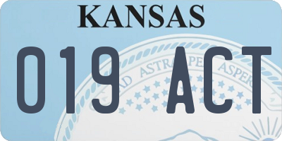 KS license plate 019ACT