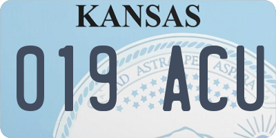 KS license plate 019ACU