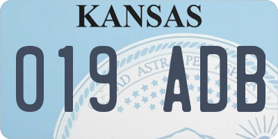 KS license plate 019ADB