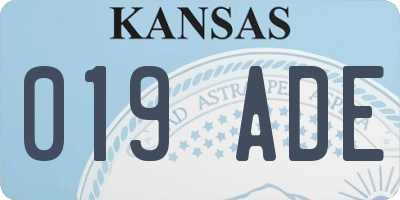 KS license plate 019ADE