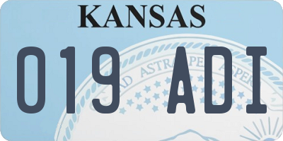 KS license plate 019ADI