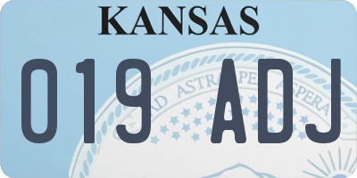 KS license plate 019ADJ