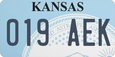 KS license plate 019AEK