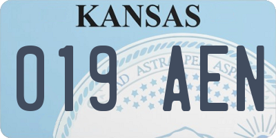 KS license plate 019AEN