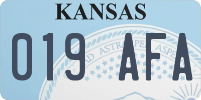 KS license plate 019AFA