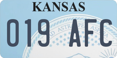 KS license plate 019AFC