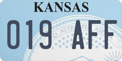 KS license plate 019AFF