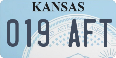 KS license plate 019AFT