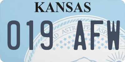 KS license plate 019AFW