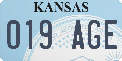 KS license plate 019AGE