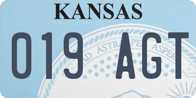 KS license plate 019AGT