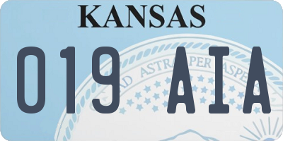 KS license plate 019AIA