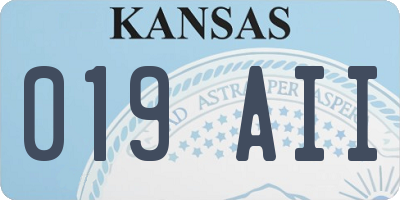 KS license plate 019AII