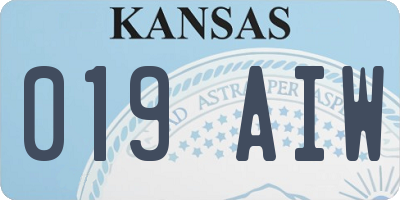 KS license plate 019AIW