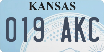 KS license plate 019AKC
