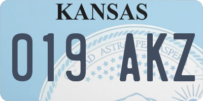 KS license plate 019AKZ