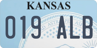 KS license plate 019ALB