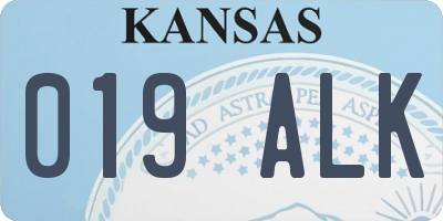 KS license plate 019ALK