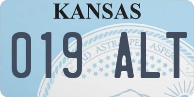 KS license plate 019ALT
