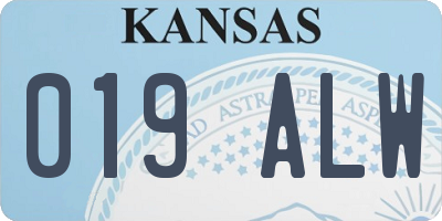 KS license plate 019ALW