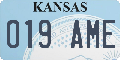 KS license plate 019AME
