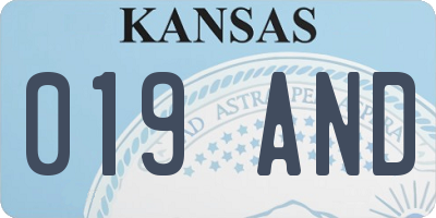 KS license plate 019AND