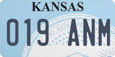 KS license plate 019ANM