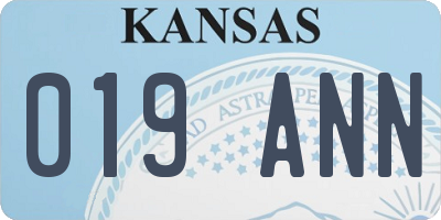 KS license plate 019ANN
