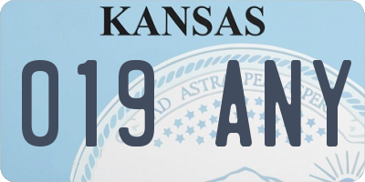 KS license plate 019ANY