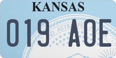 KS license plate 019AOE