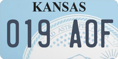 KS license plate 019AOF