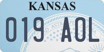 KS license plate 019AOL