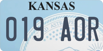 KS license plate 019AOR