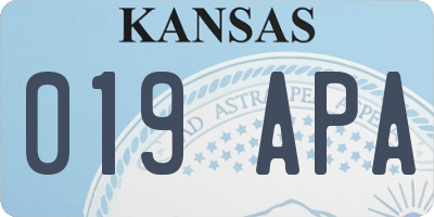 KS license plate 019APA