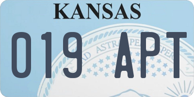 KS license plate 019APT