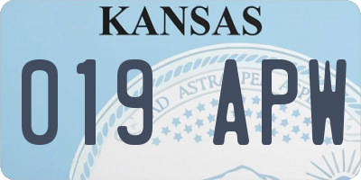 KS license plate 019APW
