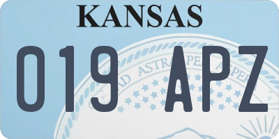 KS license plate 019APZ