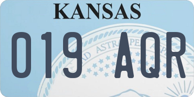 KS license plate 019AQR
