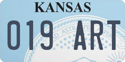 KS license plate 019ART