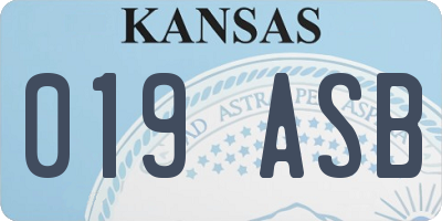KS license plate 019ASB