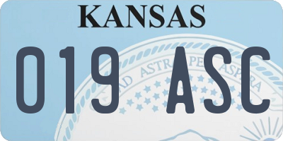 KS license plate 019ASC