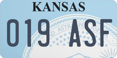 KS license plate 019ASF