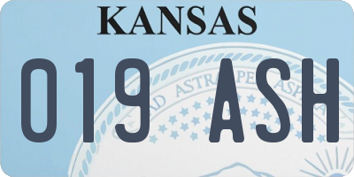 KS license plate 019ASH