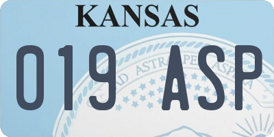 KS license plate 019ASP