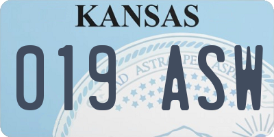 KS license plate 019ASW